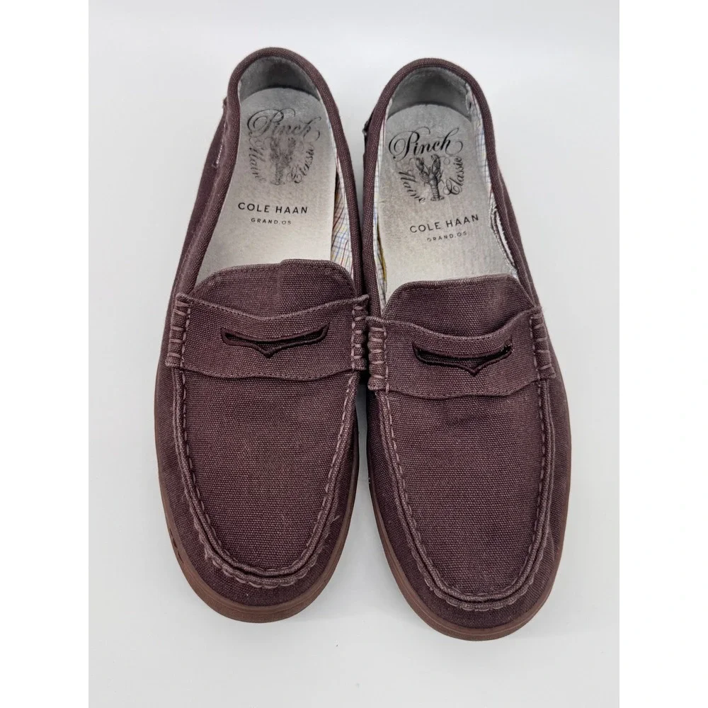 Cole Haan Pinch Maine Penny Loafers Mens 10.5 Brown‎ Canvas Slip On Shoes
